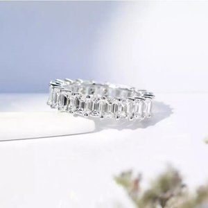 New Silver Baguette Diamond Eternity Ring